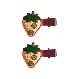 گیره مو دخترانه مدل توت فرنگی مجموعه 2 عددی