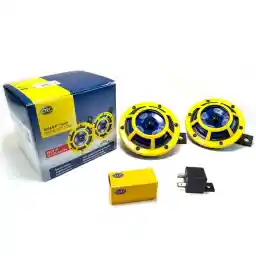 Hella H31000001 Sharptone 12V High Tone / Low Tone Twin Horn Kit With Yellow Protective Grill, Includes Relay, 2 Horns,Yellow/Set