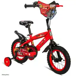 Spartan 12" Disney Cars Bicycle – First Bike for Boys Ages 2 to 4 | Removable Training Wheels | Adjustable Seat & Handlebar | Rear Mudguard | Official Lightning McQueen Graphics | SP-3200