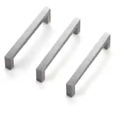 ELECDON Stainless Steel Brushed Square Bar Kitchen Cabinet Drawer Dresser Cupboard Hollow Pull Handles, 5in - Pack of 3