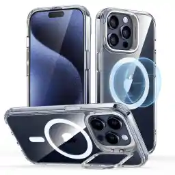 ESR for iPhone 15 Pro Max Case Cover, Compatible with MagSafe, Built-in Stash Stand Phone Case, Military-Grade Protective Case, Scratch-Resistant Back Cover, Classic Series, Clear