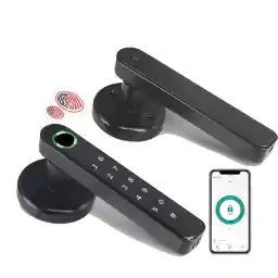 UanTii Smart Door Lock Tuya Bluetooth Door Lock Handle Keyless Electronic Fingerprint Door Lock Works with Smart Life App for Smart Home