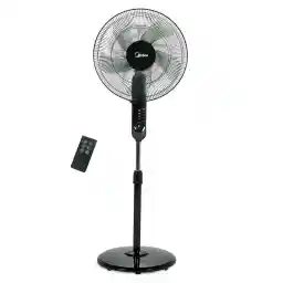 Midea Pedestal Stand Fan with Remote Control, 16 inch, 3 Speed ,3D Oscillation Directions ,Adjustable Height ,Easy to maneuver with adjustable height & tilting angle , Black, FS4015FR