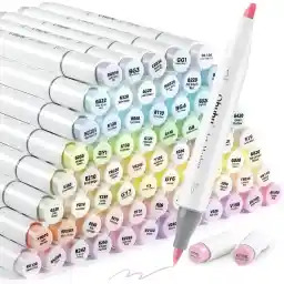 Ohuhu Pastel Markers Brush Tip - Pastel Colors Double Tipped, Marker Set of Honolulu Sweetness for Artist Adults Coloring Sketching Illustration- Brush & Chisel- Alcohol-based (Sweetness + Blossoming)