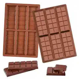 ELECDON Silicone Chocolate Bar Sweet Moulds Hot Chocolate Moulds Rectangle Baking Silicon Bakeware Moulds Shape Wax Flexible Moulds, Pack of 2
