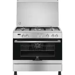 Electrolux 90x60cm Freestanding Cooker, Gas Cooking Range with 5 Burners & Electric Oven with XXL Fan, Catalytic Coating for Easy Cleaning, One Hand Automatic Ignition, Thermocouple Safety EKK925A0OX