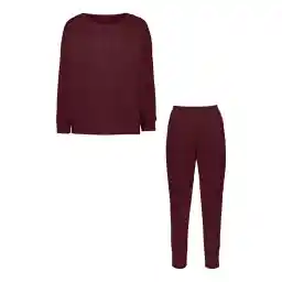 ست سویشرت و شلوار زنانه مون سا مدل 11233 رنگ زرشکی