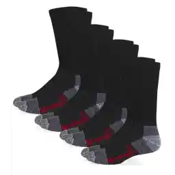 Wrangler Riggs Men's Steel Toe Boot Work Crew Cotton Cushion Socks, 4 Pair Pack, Black, Large
