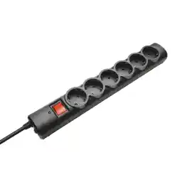 Trust Stekkerdoos met Overspanningsbeveiliging met 6 Aansluitingen, Zwart