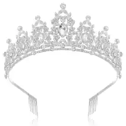 SYOSI Crystal Tiara Crowns for Women Girls Elegant Princess Crown Tiaras for Women Bridal Wedding Prom Birthday Party Cosplay Costumes Hair Accessories for Women Girls (Silver)