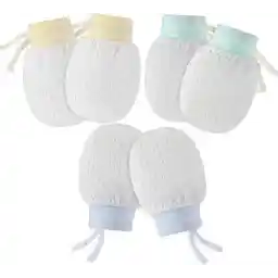 Chryvva Pack of 6 Baby Mesh Gloves Cotton No Scratch Mittens for Unisex (3Colors/0-12Months)