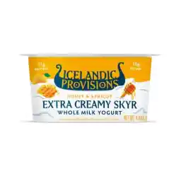 Icelandic Provisions, Honey And Apricot Extra Creamy Skyr Whole Milk Yogurt, 4.4 Ounce