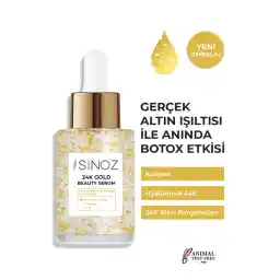 Sinoz 24k Altın Parçacıklı Hyaluronik Asit Içeren Kırışıklık Karşıtı Kolajen Cilt Bakım Serum 30 ml