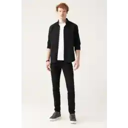 Avva Erkek Siyah Eskitme Yıkama Esnek Jean Pantolon E003512