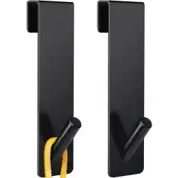 ELECDON Shower Door Hooks, 2 Pack Over Door Hooks for Bathroom Frameless Glass Shower Door Towel Hooks Stainless Steel Hanger Drilling-Free Towel Rack Ideal for Robe, Loofahs, Black