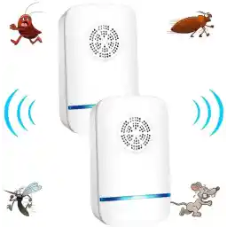 Pest Repeller, Electronic Plug in Pest Control Insect Fly Trap for Indoor Outdoor Use Electric Bug Zapper, Anti Rat/Spiders/Ants/Bat/Bed Bugs/Mosquitoes/Roaches/Wasps, 2 Pcs