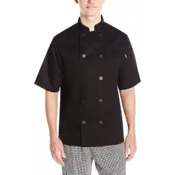 Chef Code Men's Short Sleeve Unisex Classic Chef Coat, black