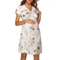 Ekouaer Women's Nursing Dress Breastfeeding Short Sleeve Floral Maternity Dresses Casual Pregnancy Clothes S-XXL