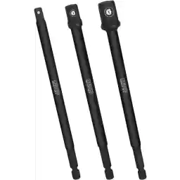 NEIKO 00244A Impact Socket Adapter and Magnetic Bit Holder Set | 4-Piece Set | 1/4-Inch Hex Shank with 1/4, 3/8, 1/2-Inch Drives | CR-V