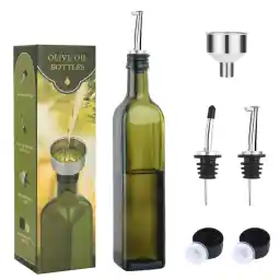AMERTEER Oil Dispenser For Kitchen | Olive Oil Dispenser | 17oz/500ML Olive Oil Bottle Dispenser And Vinegar Cruet With Pourers And Funnel | Premium Olive Oil Dispenser Bottle For Kitchen Cooking