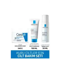 CeraVe Cilt Bakım Seti: Cerave Nemlendirici Krem 340gr&La Roche-Posay Lipikar Syndet 100ML&Termal Su 50ML
