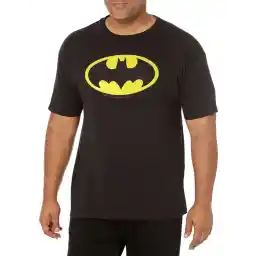DC Comics Men's Batman Basic Logo Black T-Shirt, Black