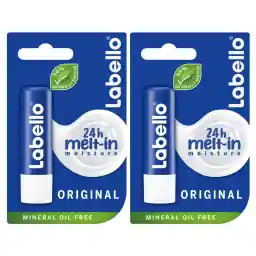 LABELLO Lip Balm, Moisturising Lip Care, Original with Shea Butter, 2x4.8g