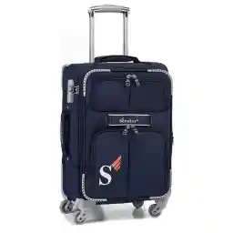 Senator Soft-Shell Luggage Extra Large Size Expandable Lightweight, Check in Size Luggage with Spinner Wheels 4 LL003 (Checked Luggage 32-Inch, Navy Blue)