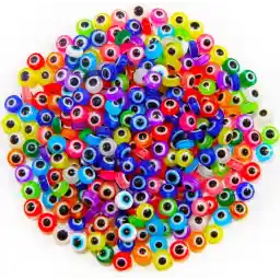 ELECDON Evil Eye Beads Round Evil Eye Handmade Resin Beads, 200 Pieces (Green)