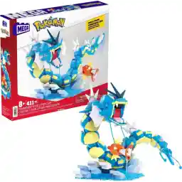 MEGA Pokémon Actiefiguur, bouwspeelgoed voor kinderen, Magikarp Evolutieset met 411 onderdelen, bouwen en bewegen, Gyarados, 61 cm groot HNT95