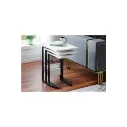 میز قهوه تودرتوی 3 نفره Zg3 سرامیکی، میز قهوه خوری فلزی سفید