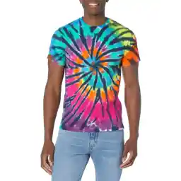 Liquid Blue Men's Rainbow Spiral Streak T-Shirt, Blue,rainbow