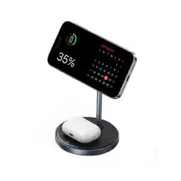 UGREEN MagFlow 2-in-1 Magnetische Oplaad Draadloze Laadstationlader met USB C Oplaadkabel Compatibel met iPhone 16,16 Pro,16 Pro Max,15,14,13, AirPods 3, 2