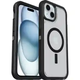 OtterBox Defender XT-hoes voor iPhone 15 Pro met MagSafe, schokbestendig, valbestendig, ultrarobuust, 5x getest volgens militaire standaard, Transparent/Zwart