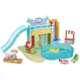 Peppa Pig Peppa-speelgoed Peppa's waterpark-speelset met 15 onderdelen, waaronder 2 Peppa-figuurtjes, kinderspeelgoed