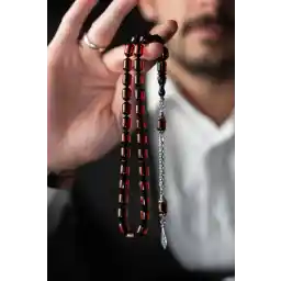 dergah tesbih طرح نقره ای کهربایی جدید پرس شده به سبک قدیمی