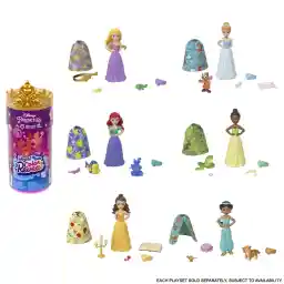 Mattel Disney Prinses Speelgoed, Koninklijke Kleurverrassing Pop met 6 Uitpakverrassingen, Vriendenreeks met Personagefiguur uit Disney Films HMB69