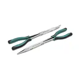 SATA Straight Body Double X-Pliers, with Green Handles & A Long-Nose Design for Access in Tight Spaces - ST70711