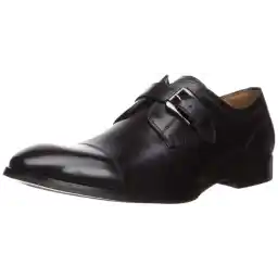 Steve Madden Men's Covet Monk-Strap Loafer Black Leather 10.5, 44 EU