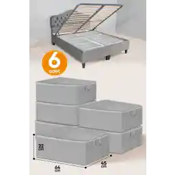 Serstil 6 Pieces - کاناپه تختخوابشو آنتراسیت نوع پایه کیسه نگهداری - سایز بزرگ 64 x 45 x 22 سانتی متر
