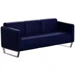 2850 Blue PU Three Seater Sofa for Living Room, PU Leather Sofa, Office Lounge Seater With Metal Legs & High Density Foam Sofa Black Sofa - Blue