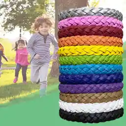 ELECDON Mosquito Repellent Bracelets, 12 Pack Solid Color Leather Insect & Bug Repellent Wrist Bands for Kids & Adults Outdoor Camping Fishing Traveling, Long-lasting 300 Hours for Adults and Children