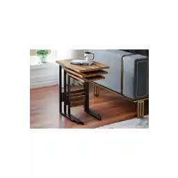 میز قهوه تودرتو 3 نفره Zg3 سرامیکی، میز قهوه فلزی - بلوط