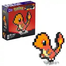 MEGA Pokémon, bouwset voor actiefiguur, Charmander in pixel-retrostijl, 349 onderdelen, voor op tafel of aan de wand, bouw- en showspeelgoed voor verzamelaars, HTH76