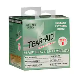 TEAR-AID Vinyl Repair Kit, Type B Clear Patch for Vinyl and Vinyl-Coated Materials, Works on Vinyl Tents, Awnings, Air Matresses, Pool Liners & More, 3in x 5ft Roll