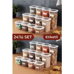 مجموعه ظرف 24 عددی 8x (0.55 لیتر، 1.2 لیتر، 1.75 لیتر) سفید با برچسب Vienev Foly