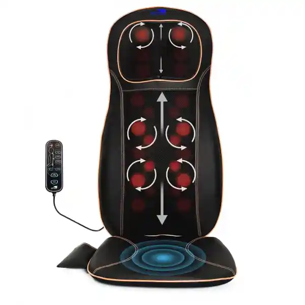 SKY LAND Neck & Back Massager with Heat, Full Back Kneading Shiatsu or Rolling Massage, Massage Chair pad with Height Adjustment, Back Massager for Neck and Shoulder - Em 5215, Black
