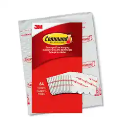 Command Small Refill Strips, White, 64-Strips - Easy To Open Packaging