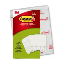 3M Command Picture Hanging Strips, Medium, White, Holds Up To 12 Lbs., 16-Pairs (32-Strips), Easy To Open Packaging