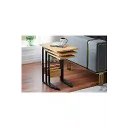 میز قهوه تودرتو 3 نفره Zg3 سرامیکی، میز قهوه فلزی - کاج